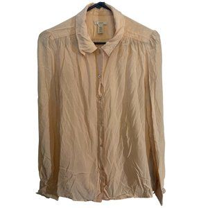 J. Crew 100 % Silk Peach pink button down shirt sz 8